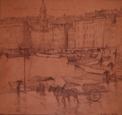 Scena del porto, giorno di pioggia da Joseph Milner Kite