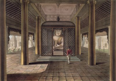 Un soldato in piedi in un tempio di Rangoon, inciso da George Hunt da Joseph Moore