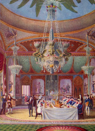 Un banchetto al Royal Pavilion, Brighton, c1827 da Joseph Nash