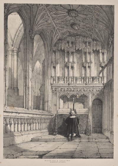 Architettura del Medioevo: Cappella di Bishop Fox, Cattedrale di Winchester da Joseph Nash