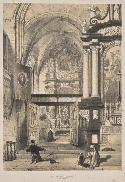 Architettura del Medioevo: Nella cattedrale, Bruges da Joseph Nash
