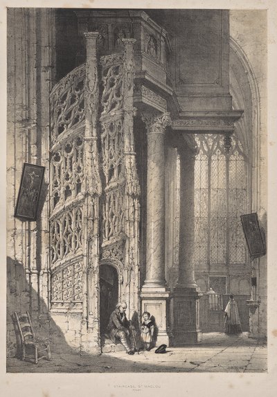 Architettura del Medioevo: Scala, St. Maclou, Rouen da Joseph Nash