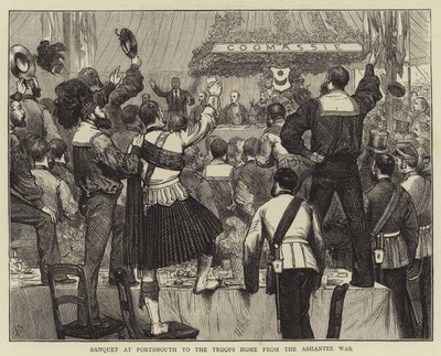Banchetto a Portsmouth per le truppe tornate dalla guerra di Ashantee da Joseph Nash