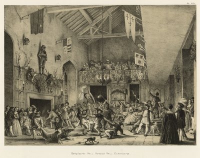 Sala dei banchetti, Haddon Hall, Derbyshire da Joseph Nash