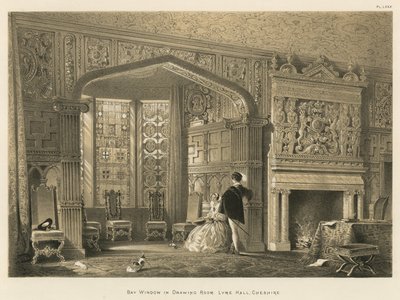 Finestra a bovindo nel salotto, Lyme Hall, Cheshire da Joseph Nash