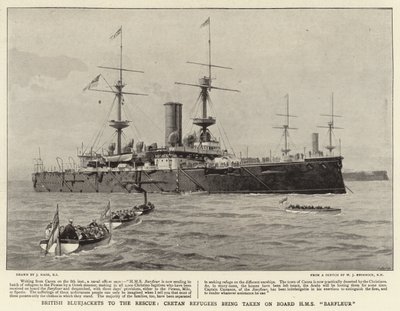 Marinai britannici al salvataggio, rifugiati cretesi portati a bordo della HMS Barfleur da Joseph Nash