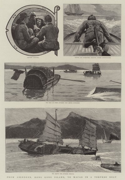 Da Aberdeen, Isola di Hong Kong, a Macao in una Torpediniera da Joseph Nash