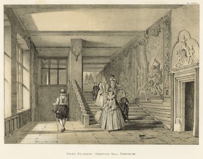 Grande Scalinata, Hardwicke Hall, Derbyshire da Joseph Nash