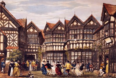 Little Moreton Hall, Cheshire, da "The Mansions of England in the Olden Time" da Joseph Nash