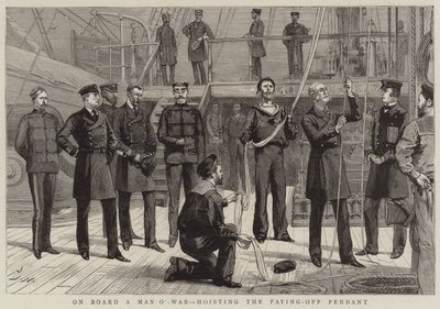 A bordo di una nave da guerra, issando il pendente di pagamento da Joseph Nash