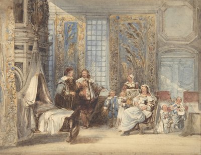 Scena con Famiglia e Ospite in Interno del XVII Secolo da Joseph Nash.