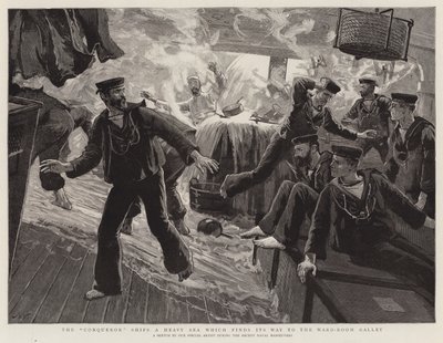 Il Conquistatore affronta un mare pesante che trova la sua strada verso la cucina della sala ufficiali da Joseph Nash