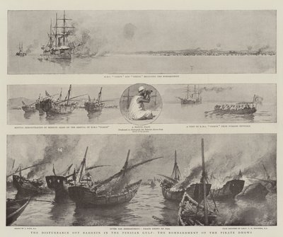 Il disturbo al largo di Bahrein nel Golfo Persico, il bombardamento dei dhow pirati da Joseph Nash