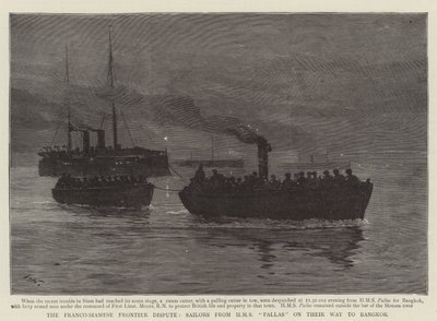 La Disputa di Confine Franco-Siamese, Marinai della HMS Pallas in Viaggio verso Bangkok da Joseph Nash