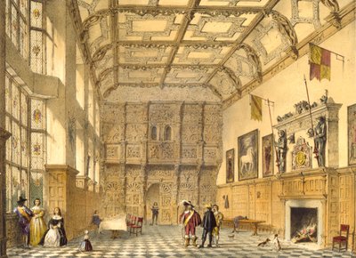 La grande sala, Hatfield, Berkshire, 1600, illustrazione da 