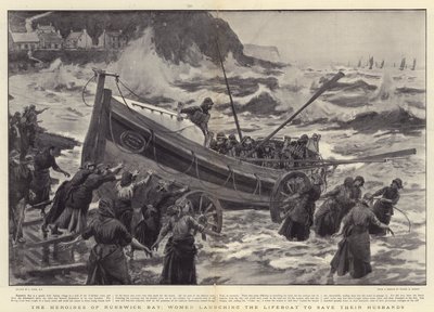 Le eroine di Runswick Bay, donne che lanciano la scialuppa di salvataggio per salvare i loro mariti da Joseph Nash
