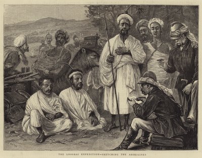 La spedizione Looshai, disegnando gli aborigeni da Joseph Nash