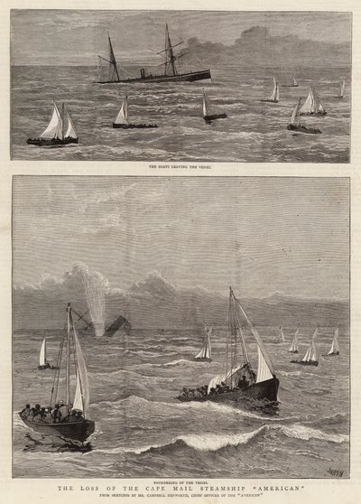 La perdita della nave postale Cape Mail Steamship American da Joseph Nash