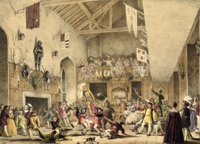 Festeggiamenti della Dodicesima Notte nella Grande Sala, Haddon Hall, Derbyshire, da 