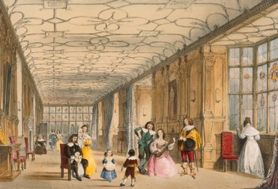 Veduta della Long Hall a Haddon, Derbyshire, c.1600, da 