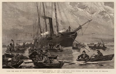 Con lo squadrone di soccorso del Duca di Edimburgo, arrivo della HMS Goshawk con rifornimenti al largo della costa occidentale dell