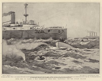 Con la X Flotta, un uomo in mare dalla HMS Hannibal al largo delle Isole Scilly da Joseph Nash