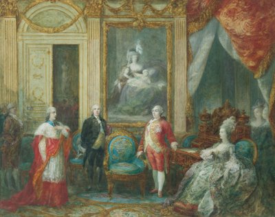 Luigi XVI e sua moglie Maria Antonietta che ricevono un cardinale da Joseph Navlet
