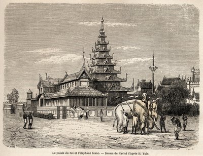 Il palazzo del Re di Ava, ad Amarapoura (attuale Birmania). Disegno di Navlet per illustrare il viaggio nel regno di Ava, nel 1855, del Capitano Henri Yule del corpo del genio bengalese. Incisione in "Le tour du monde, nouveau journal des voyages" da Joseph Navlet