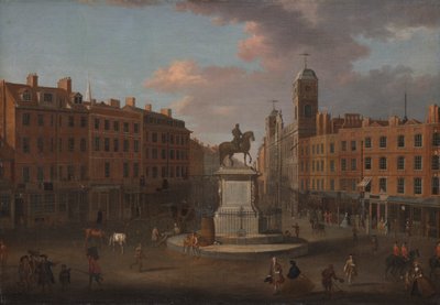 Charing Cross, con la statua di Re Carlo I e Northumberland House da Joseph Nickolls