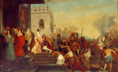 Accoglienza di Cristoforo Colombo (1451-1506) dai re di Spagna Ferdinando II d