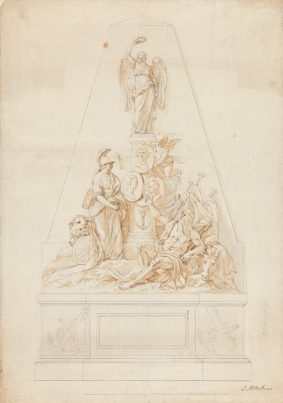 Studio per il monumento ai capitani navali William Bayne, William Blair e Lord Robert Manner da Joseph Nollekens