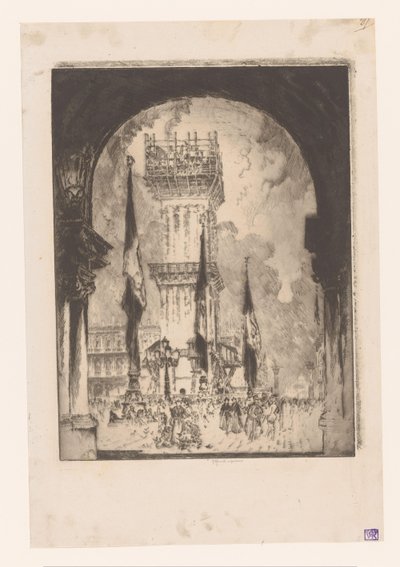 Campanile di Venezia in restauro da Joseph Pennell (signed by artist)