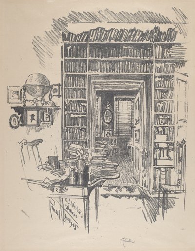Sala dei libri a casa del Dr. Wister da Joseph Pennell
