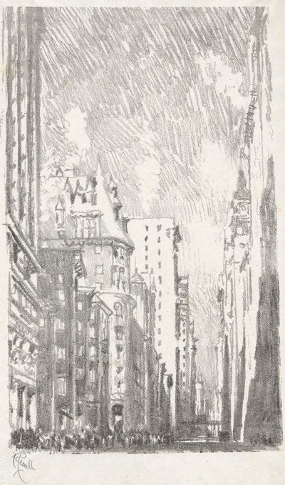 Broadway da Bowling Green, #2 nella collezione Iconophile Club da Joseph Pennell