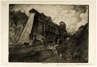 Carbone—La grande inclinazione, frantoio, Mahanoy City da Joseph Pennell