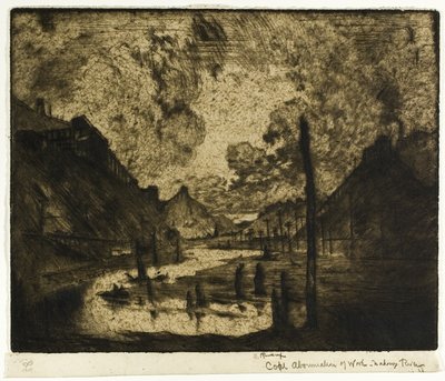 Carbone - Abominazione del lavoro, fiume Mahanoy da Joseph Pennell