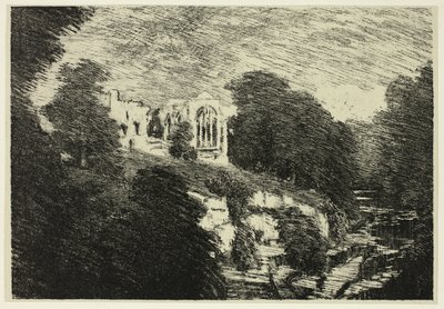 Abbazia di Egglestone, dal fiume da Joseph Pennell