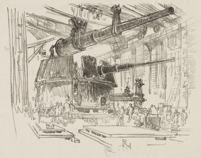 Lavoro di guerra inglese: Montaggio delle armi nelle torrette da Joseph Pennell