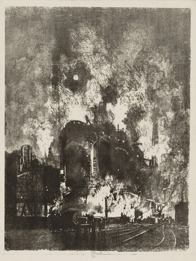 Lavoro di guerra inglese: Fornaci di notte da Joseph Pennell