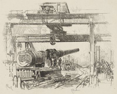 Lavoro di guerra inglese: Test del cannone da Joseph Pennell