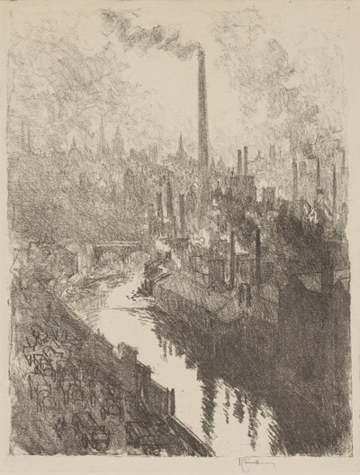 Lavoro di guerra inglese: Il grande camino, il parco dei motori da Joseph Pennell