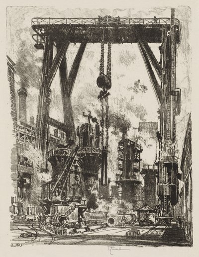 Lavoro di guerra inglese: La vecchia fossa delle armi da Joseph Pennell