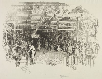 Lavoro di guerra inglese: La fabbrica di proiettili da Joseph Pennell