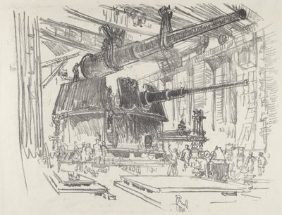 Montaggio dei cannoni nelle torrette da Joseph Pennell