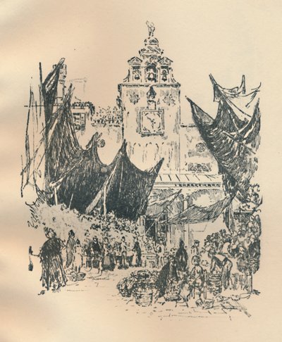Mercato dei fiori, Venezia, fine XIX-inizio XX secolo, 1925 da Joseph Pennell