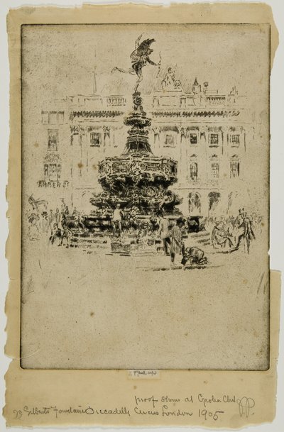 Monumento di Gilbert, Piccadilly Circus da Joseph Pennell
