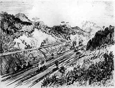 Nel Taglio a Las Cascades, tavola XII da Il Canale di Panama di Joseph Pennell, 1912 da Joseph Pennell