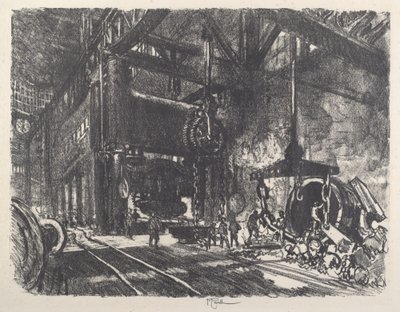 Nel paese di Brobdingnag, la pressa per piegare le piastre corazzate da Joseph Pennell