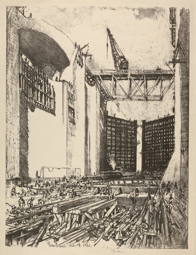 Posa del Pavimento della Chiusa di Pedro Miguel da Joseph Pennell