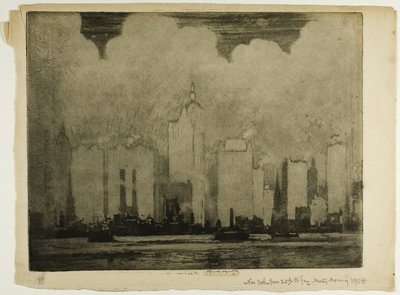 N.Y. dal traghetto della 23a Strada nella nebbia del mattino da Joseph Pennell